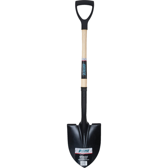 Round Point Shovel, Tempered Steel Blade, Hardwood, D-Grip Handle
