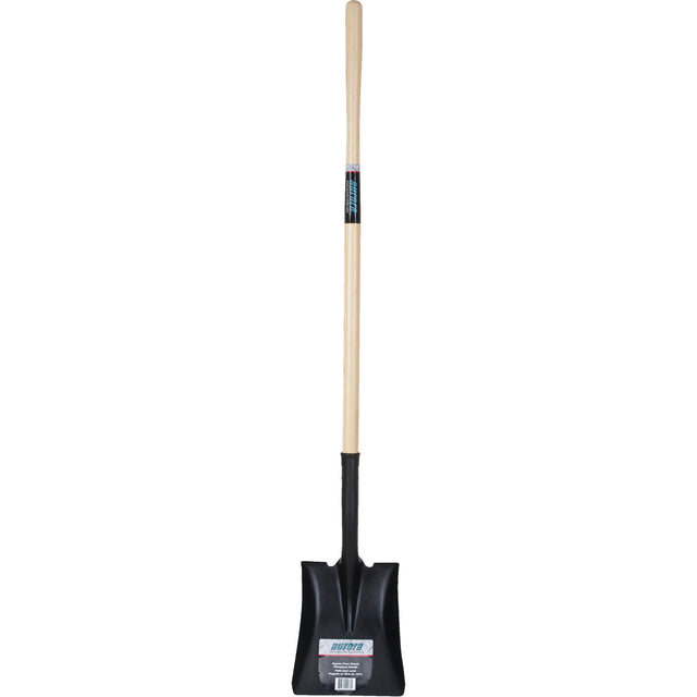 Square Point Shovel, Hardwood, Tempered Steel Blade, Straight Handle, 48" Long