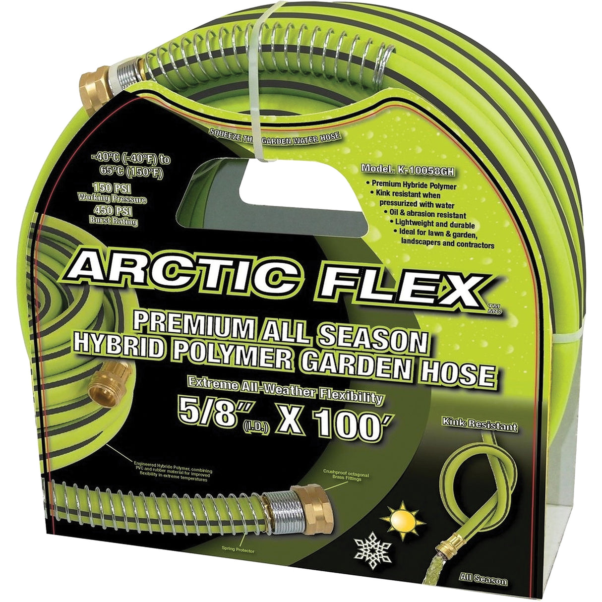 Premium Hybrid Polymer Garden Hose, PVC/Rubber, 5/8" dia. x 100'