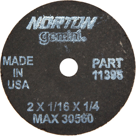 Gemini® Freecut® Cut-Off Wheel, 2" x 1/16", 1/4" Arbor, Type 1, Aluminum Oxide, 30560 RPM