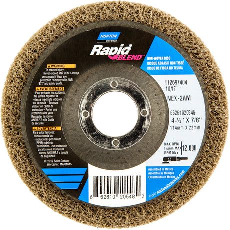 4-1/2X7/8 RAPID FINISH WHEEL NEX-2AM MED, 4-1/2" Dia., Medium Grit, Aluminum Oxide