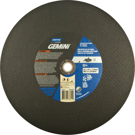 High Speed Reinforced Cut-Off Wheels, 14" x 1/8", 1" Arbor, Type 1, Aluminum Oxide, 5400 RPM