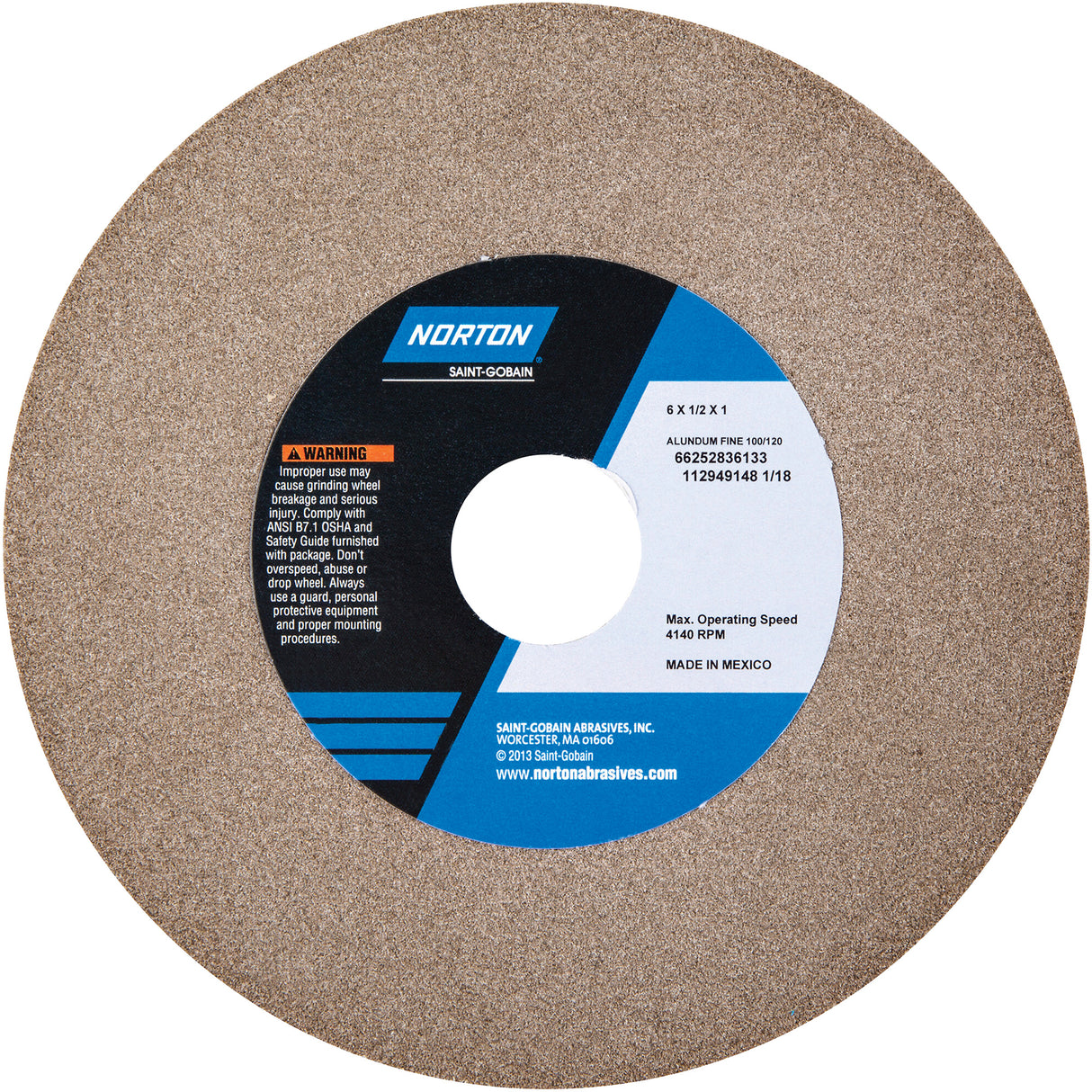 Bench Grinding Wheels - Gemini, 6" x 1/2", 1" Arbor, Aluminum Oxide