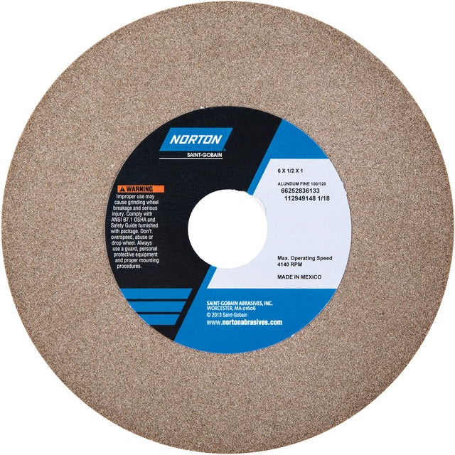 Bench Grinding Wheels - Gemini, 6" x 1/2", 1" Arbor, Aluminum Oxide