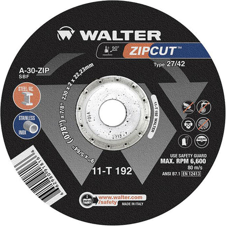 Zipcut™ High Performing Cut-Off Wheel, 9" x 5/64", 7/8" Arbor, Type 27, Aluminum Oxide, 6600 RPM