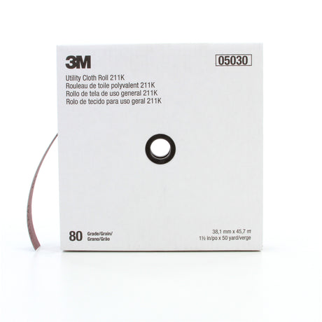 Utility Roll 211K, Aluminum Oxide, 1-1/2" W x 150' L, 80 Grit