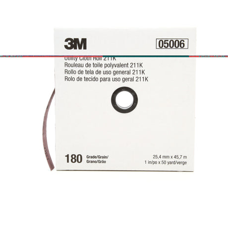 Utility Roll 211K, Aluminum Oxide, 1" W x 150' L, 180 Grit