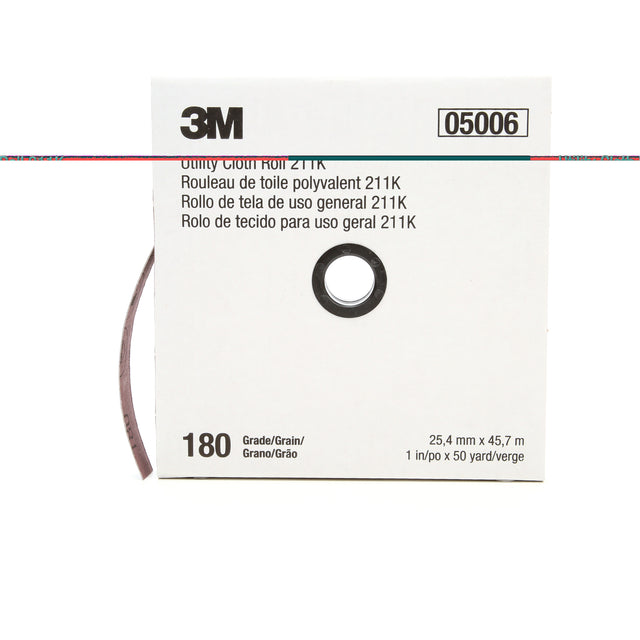 Utility Roll 211K, Aluminum Oxide, 1" W x 150' L, 180 Grit