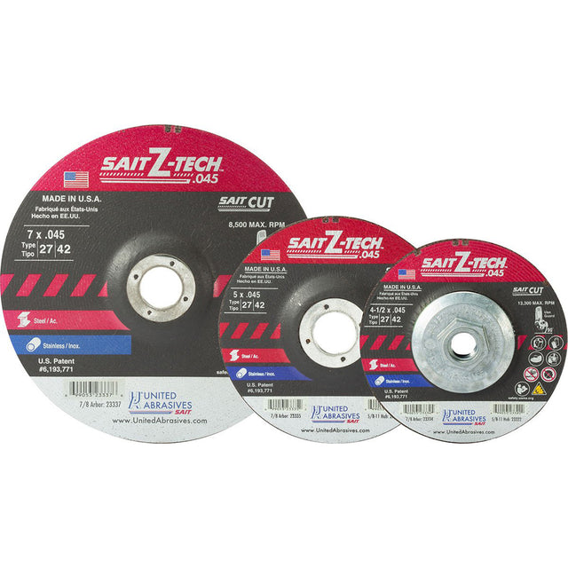 Cutting Wheel, 7" x 0.045", 7/8" Arbor, Type 27, Zirconium, 8500 RPM