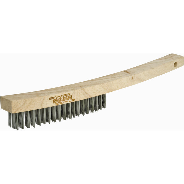 Long Handle Industrial-Duty Scratch Brush, Carbon Steel, 3 x 19 Wire Rows, 13-3/4" Long