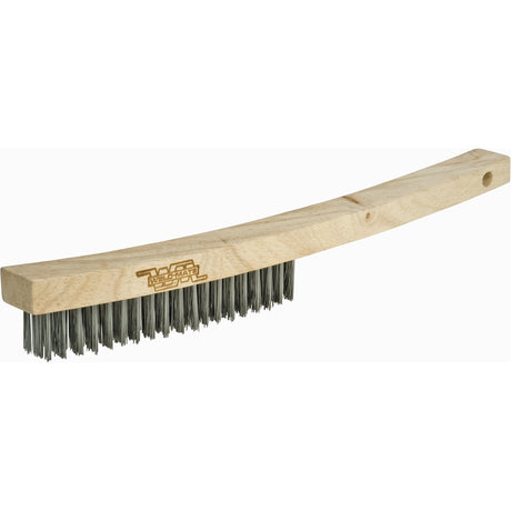 Long Handle Industrial-Duty Scratch Brush, Stainless Steel, 3 x 19 Wire Rows, 13-3/4" Long