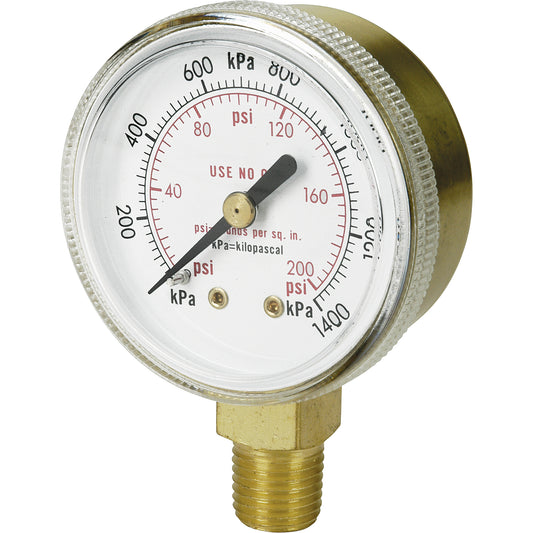 Brass Gauge, 2" , 4000 PSI, Bottom Mount, Analogue