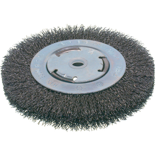 Economy Crimped Wire Wheel Brushes - Medium Face, 6" Dia., 0.014 Fill, 2" Arbor