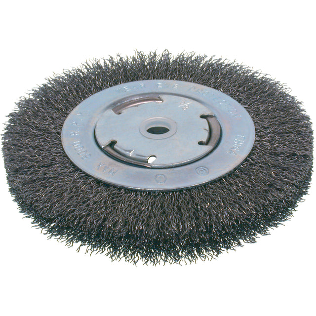 Economy Crimped Wire Wheel Brushes - Medium Face, 6" Dia., 0.008 Fill, 2" Arbor