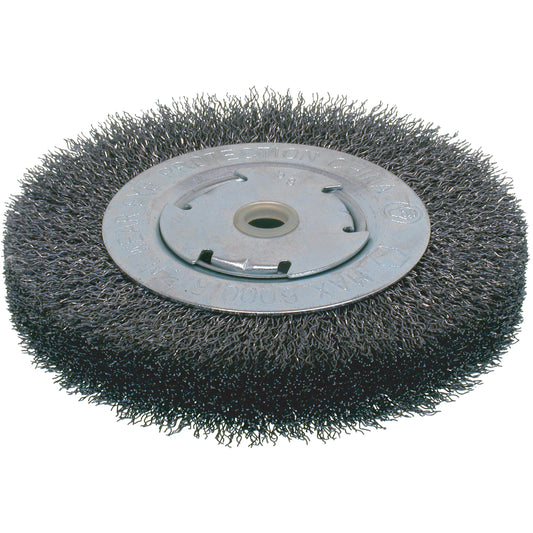 Economy Crimped Wire Wheel Brushes - Wide Face, 6" Dia., 0.014 Fill, 2" Arbor