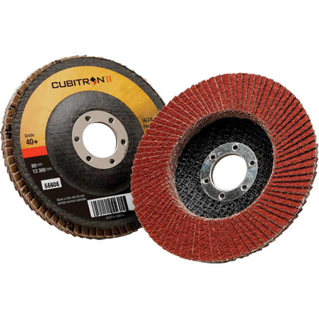 Cubitron™ II Flap Disc 967A, 5" x 7/8", Type 27, 80+ Grit, Ceramic