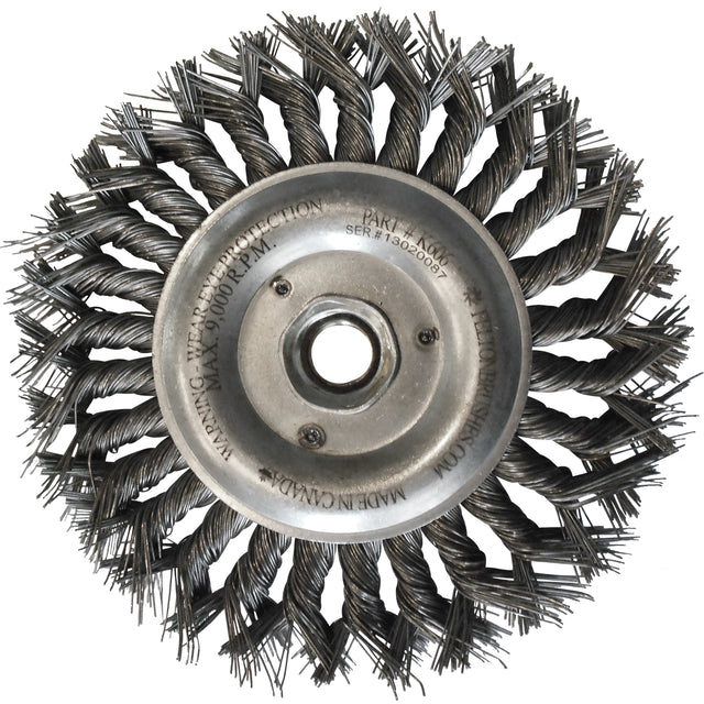 Wire Wheel Brushes, 6" Dia., 0.014" Fill, 5/8"-11 Arbor, Steel