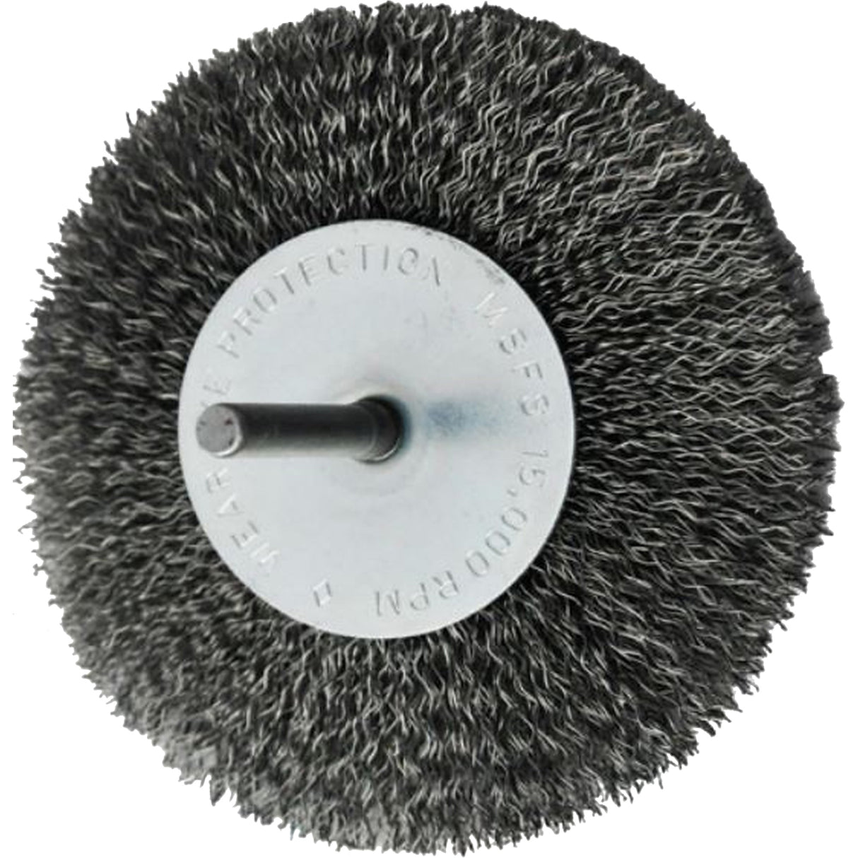 Circular Crimped Wire End Brushes, 4", 0.008" Fill, 1/4" Shank