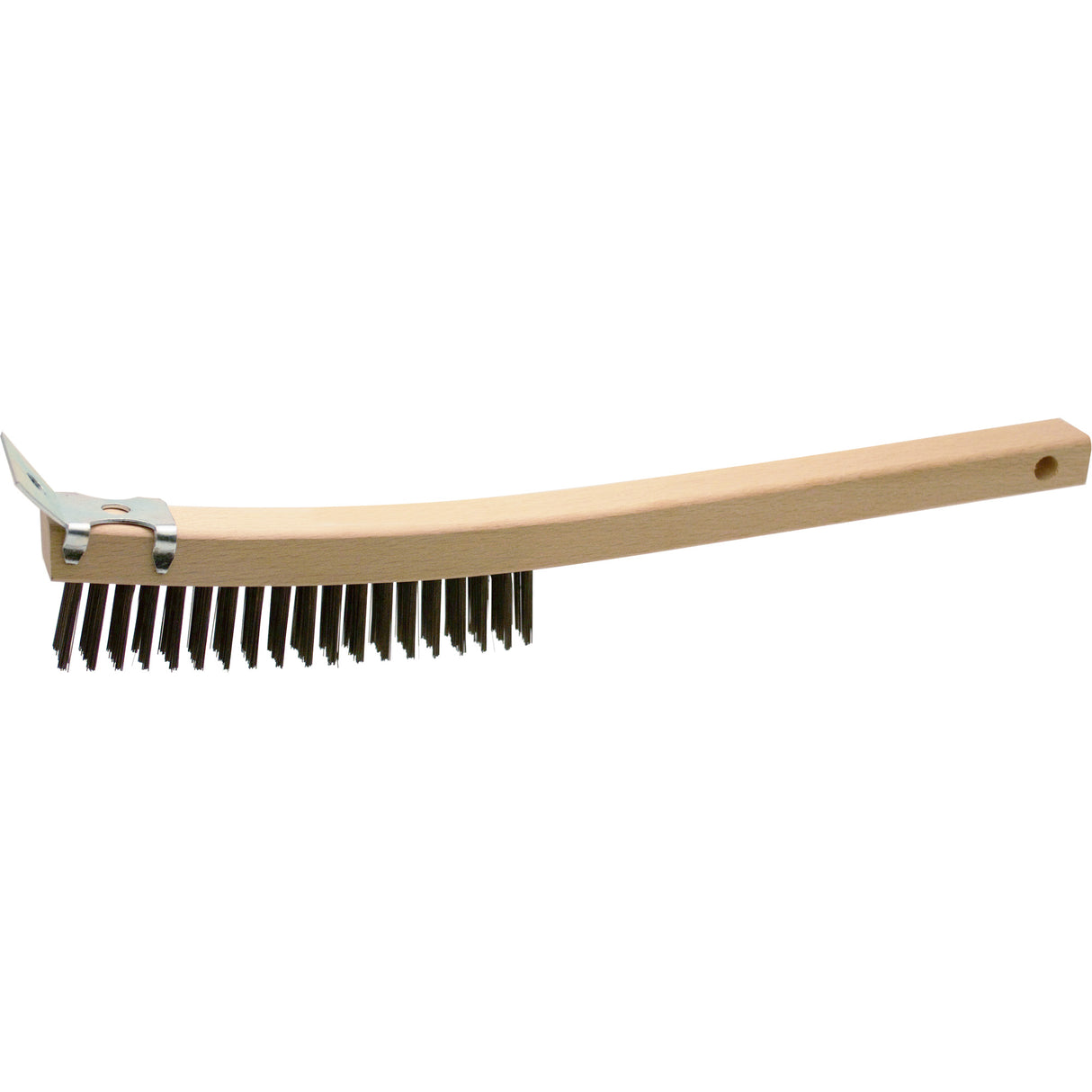 Scratch Brush With Scraper, Steel, 3 x 19 Wire Rows, 13" Long