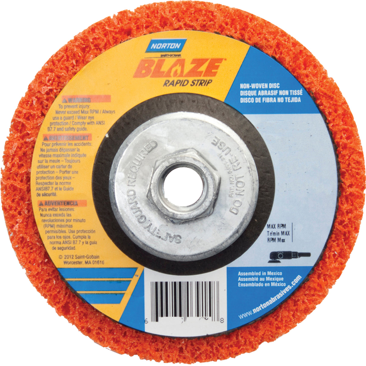 Blaze Rapid Strip Non-Woven Depressed Center Disc - 4-1/2", 4-1/2" Dia., Coarse Grit