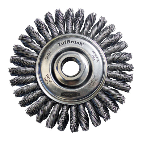 TufBrush™ Knot Wire Wheel Brush, 4" Dia., 0.02" Fill, 5/8"-11 Arbor, Steel