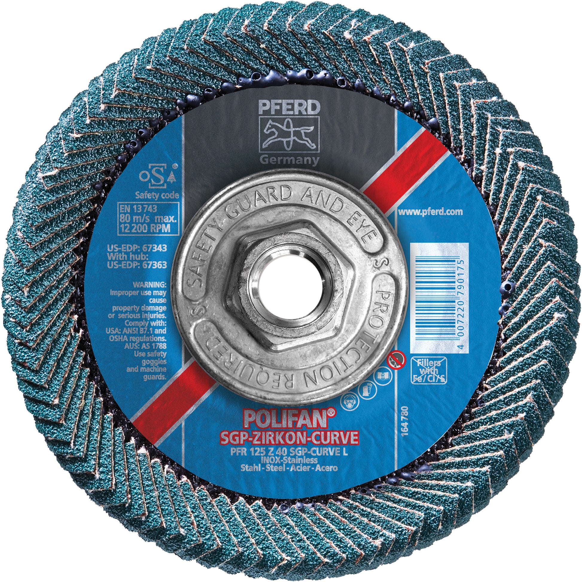 Flap Disc, 4-1/2" x 5/8"-11, Type 27, 40 Grit, Zirconia Alumina