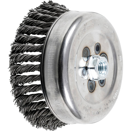 Knot Cup Brush, 4" Dia. x 5/8"-11 Arbor