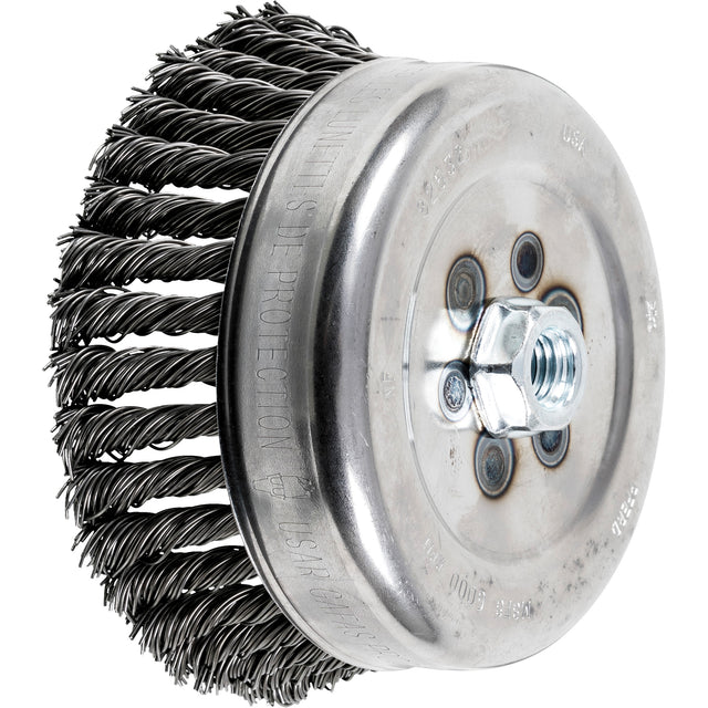 Knot Cup Brush, 4" Dia. x 5/8"-11 Arbor