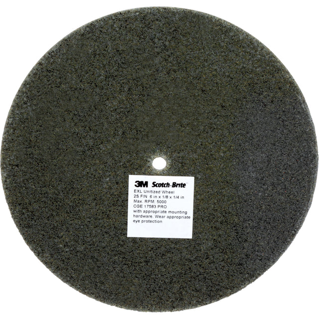 Scotch-Brite™ EXL Unitized Wheel, 6" x 1/8", 1/4" Arbor, Fine Grit, Silicon Carbide