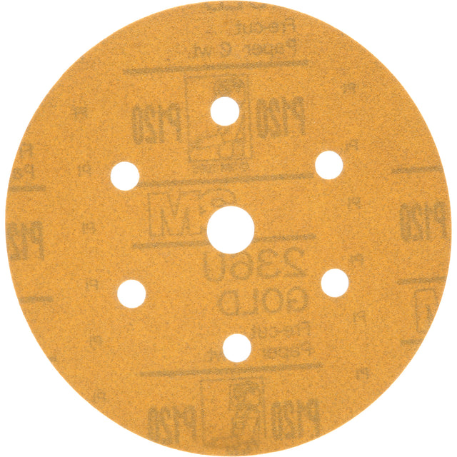 Hookit™ Dust-Free Sanding Disc, 6" Dia., P120 Grit, Aluminum Oxide, C-Weight