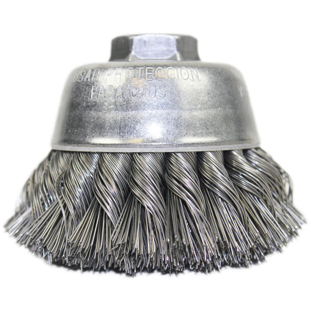 Knot Wire Cup Brush, 3-1/2" Dia. x 5/8"-11 Arbor