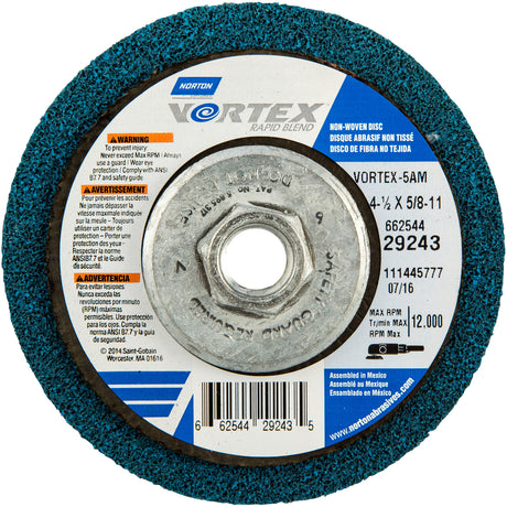 Vortex Rapid Blend™ Non-Woven Depressed Center Abrasive Disc, 4-1/2" Dia., 100-120 Grit, Aluminum Oxide