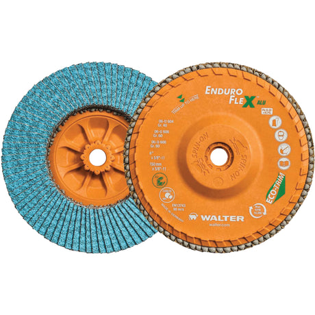 Enduro-Flex Alu™ Spin-On Flap Disc, 6" x 5/8"-11, Type 27, 40 Grit, Zirconia Alumina