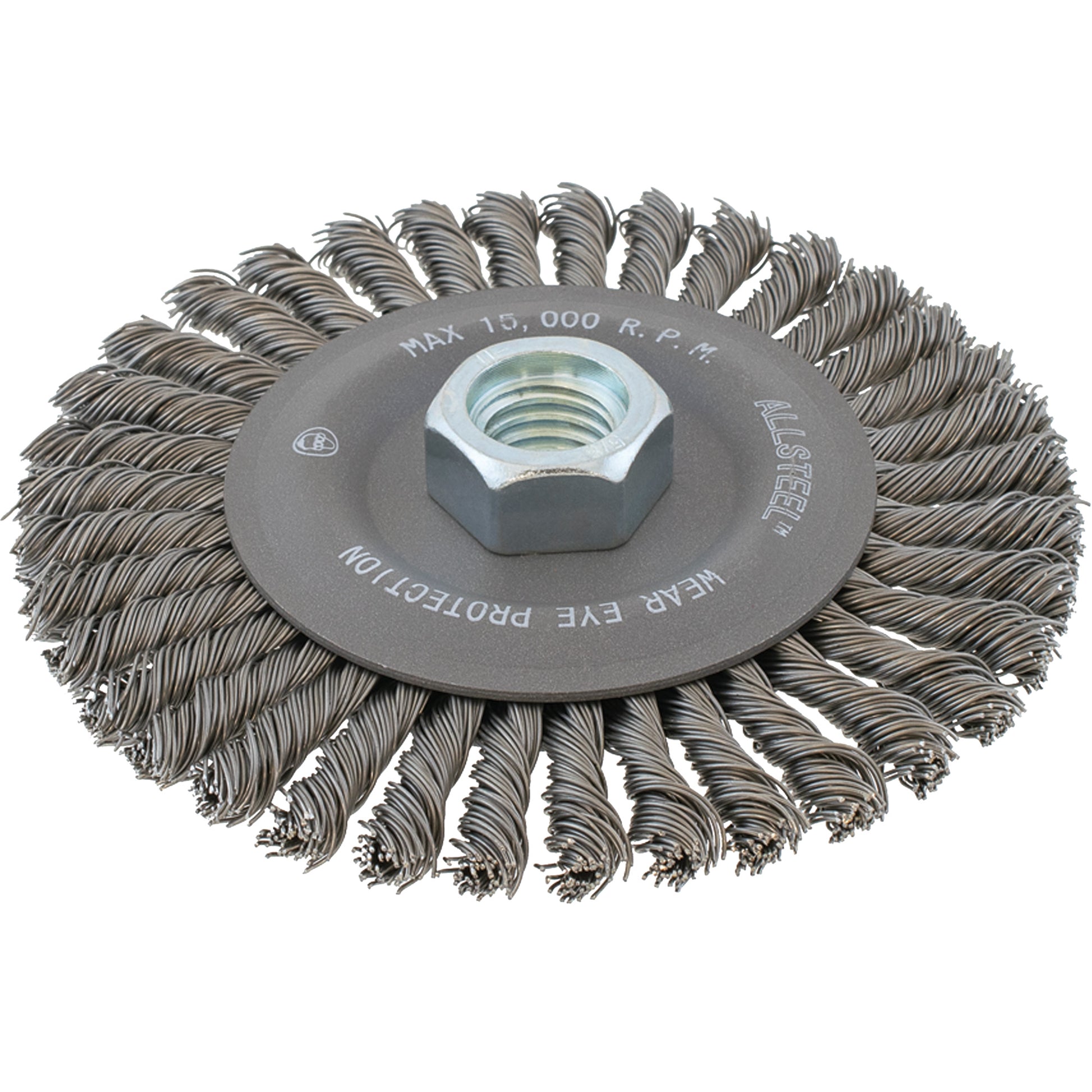 AllSteel™ Stringer Bead Wire Brush, 4-1/2" Dia., 0.02" Fill, 5/8"-11 Arbor, Steel
