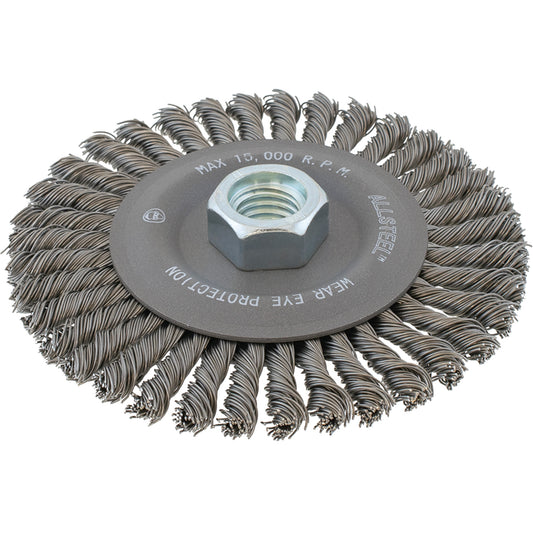 AllSteel™ Stringer Bead Wire Brush, 4-1/2" Dia., 0.02" Fill, 5/8"-11 Arbor, Steel