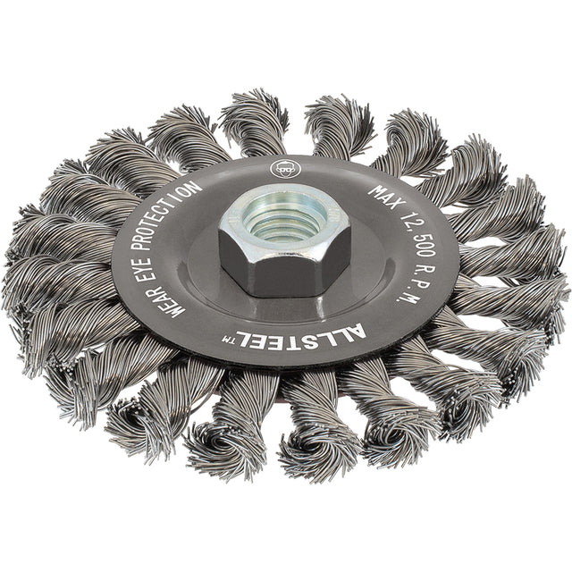 AllSteel™ Wire Brush, 4-1/2" Dia., 0.02" Fill, 5/8"-11 Arbor, Steel