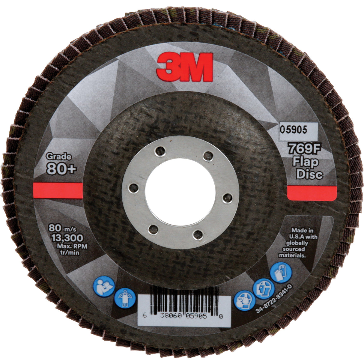 769F Quick Change Flap Disc, 4-1/2" x 7/8", Type 27, 80+ Grit, Ceramic