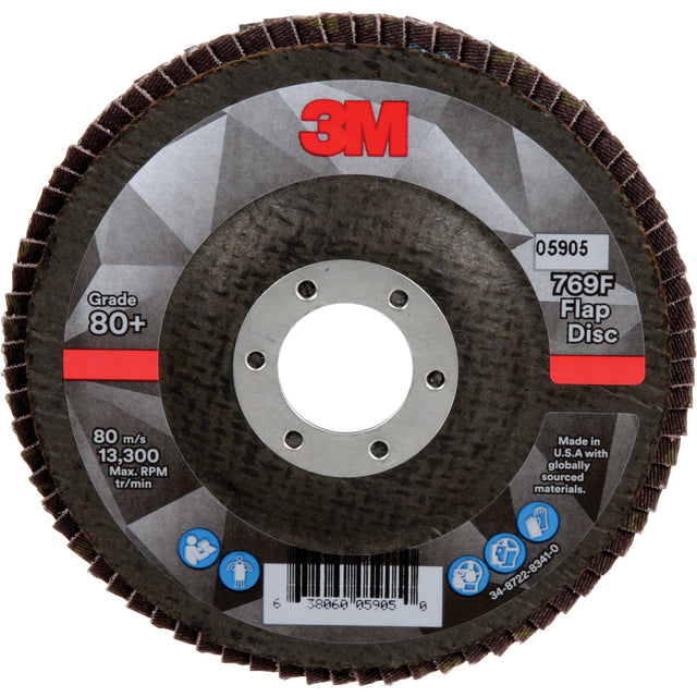 769F Quick Change Flap Disc, 4-1/2" x 7/8", Type 27, 80+ Grit, Ceramic
