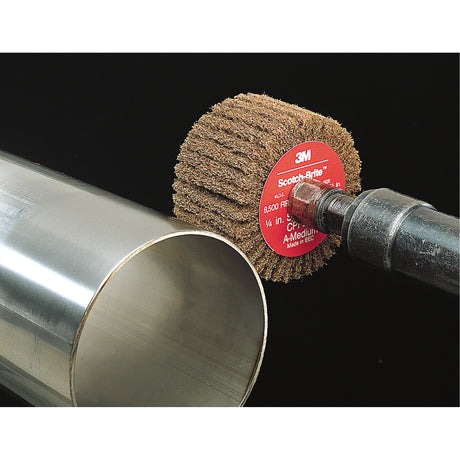 Scotch-Brite™ Flap Brushes, 2" Dia. x 1" W, 1/4" Arbor, Aluminum Oxide