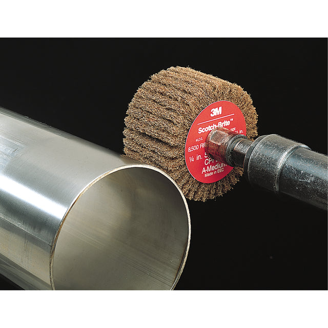Scotch-Brite™ Flap Brushes, 2" Dia. x 1" W, 1/4" Arbor, Aluminum Oxide