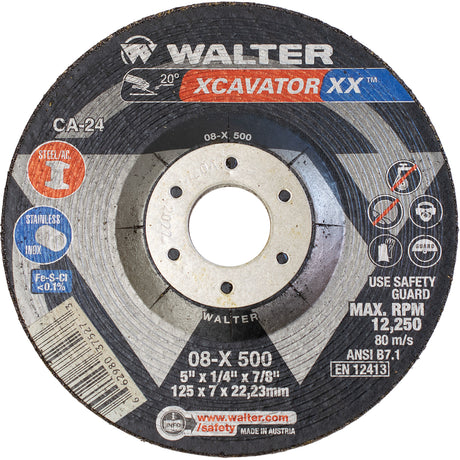 Xcavator XX™ Grinding Wheel, 5" x 1/4", 7/8" Arbor, Ceramic, Type 27