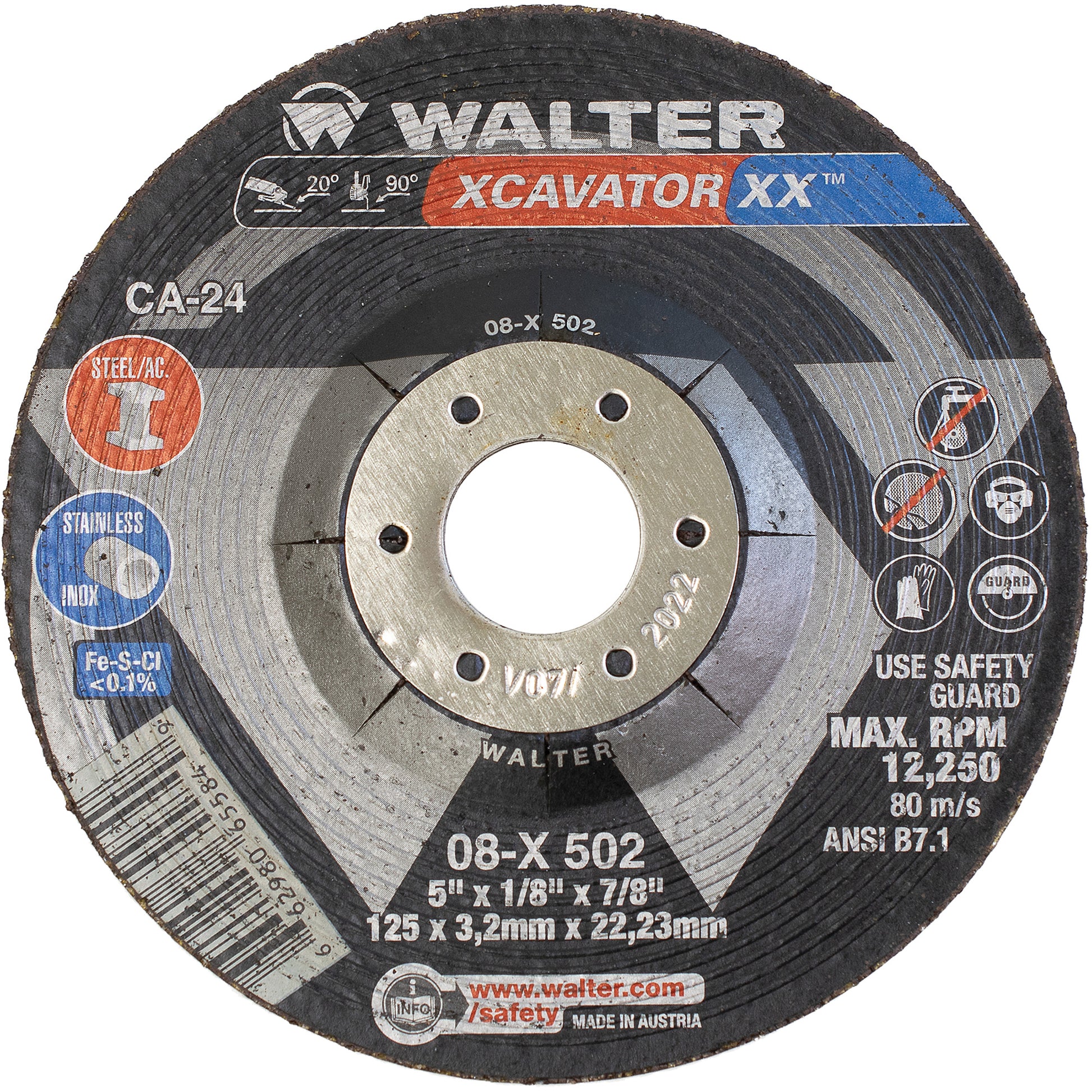 Xcavator XX™ Grinding Wheel, 5" x 1/8", 7/8" Arbor, Ceramic, Type 27