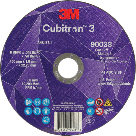Cubitron™ 3 Cut-Off Wheel, 6" x 0.045", Type T27, Ceramic, 10200 RPM