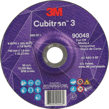 Cubitron™ 3 Cut-Off Wheel, 6" x 0.045", 7/8" Arbor, Type T27, Ceramic, 10200 RPM