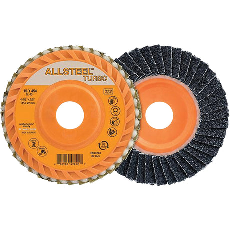 ALLSTEEL™ Turbo Flap Disc, 5" x 7/8", 60 Grit, Zirconia Alumina