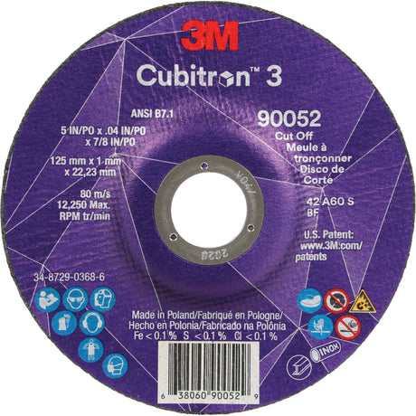 Cubitron™ 3 Cut-Off Wheel, 5" x 0.04", 7/8" Arbor, Type 27, Ceramic, 60 RPM