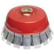 Knotted Wire Cup Brush with Protective Guard, 2-3/4" Dia. x 5/8"-11 Arbor