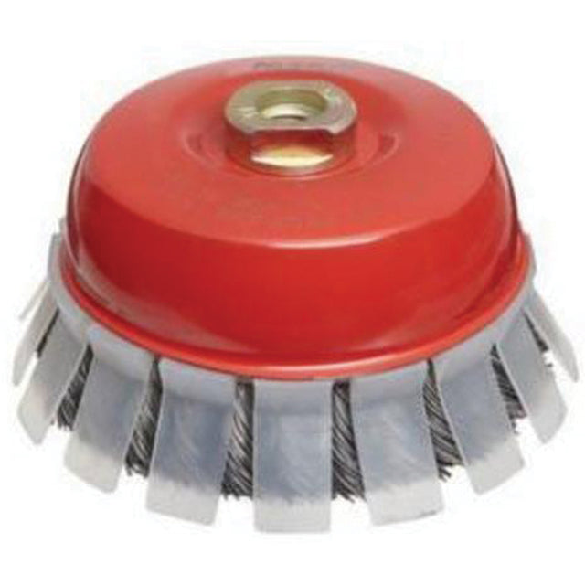 Knotted Wire Cup Brush with Protective Guard, 2-3/4" Dia. x 5/8"-11 Arbor