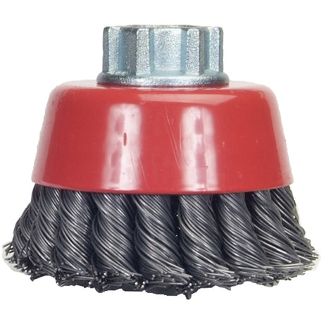 Knotted Wire Cup Brush, 4" Dia. x 5/8"-11 Arbor
