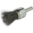 Stem Mounted Crimped Wire Brush, 1", 0.020" Fill, 1/4" Shank